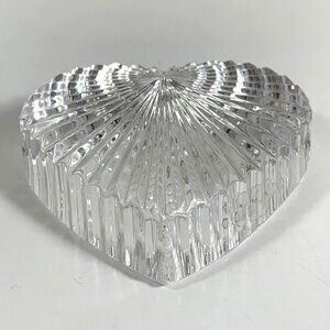Elegant Waterford Crystal Heart-Shaped Ribbed Paperweight Clear Glass VTG 90s